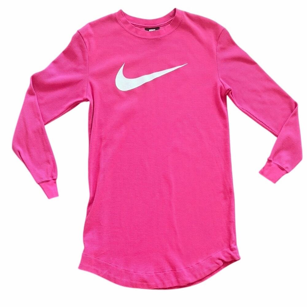 Nike Women’s Size Medium Pink Long Sleeve Waffle Knit Dress - Dri-Fit Pullover